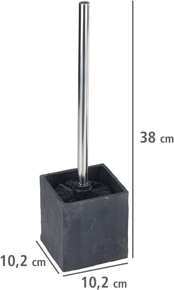 WENKO 17923100 Toilet brush Slate Rock - stone-look, Polyresin, 4 x 15 x 4 inch, Anthracite