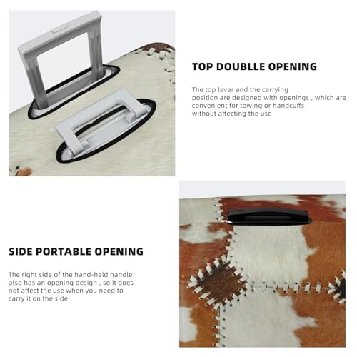 Spandex Travel Luggage Cover Printed Vintage Cow Print Double-Sided Suitcase Protector Bag,Dust-Proof Anti-Scratch Washable Baggage Covers For Kid Adult,Medium 5