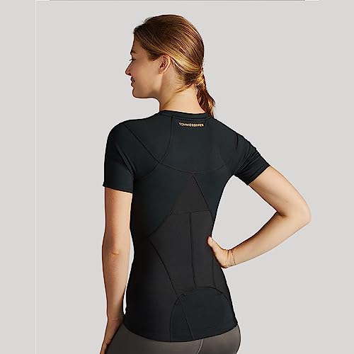 Tommie Copper Womens Short Sleeve V Neck Compression Shirt with Front Zipper – Posture Corrector Back & Shoulder Support3