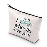 BDPWSS Cycling Gift Cyclist Gift Mountain Bike Lover Makeup Bag Bicyclists Gift For Biker Rider Gift Drive Safe Gift Bag (I wheelie love you)