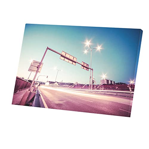 Tableau Décoratif Paysage Urbain Autoroute de Nuit Lumineux 90x60cm