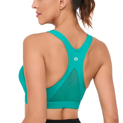 Image of RUNNING GIRL Sports Bras for Women, Racerback Medium Impact Wirefree Padded Bra Workout Crop Top Longline Sports Bra Push up(WX2989 Bright Green L), Large