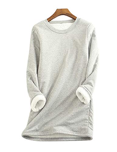 Gihuo Sweat-shirt d'hiver doublé polaire Sherpa pour femme - gris - Taille XL Cover