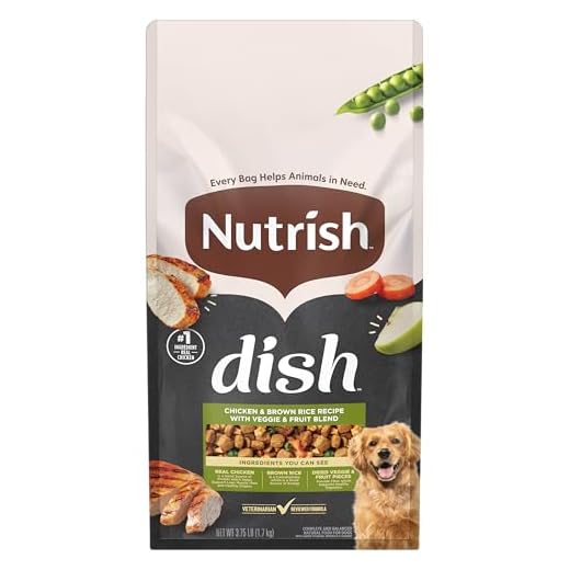 Rachael Ray Nutrish Dish Premium Natural Dry Dog Food, Chicken & Brown Rice Recipe with Veggies & Fruit, 3.75 Pounds