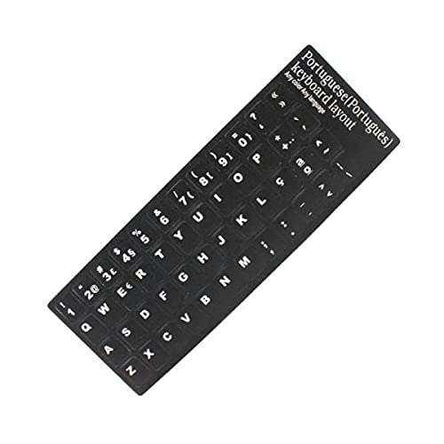 CXZC Autocolantes de teclado português 2 peças, autocolante de teclado de vinil mate com letras brancas para PC, computador portátil, computador portátil, teclados de secretária