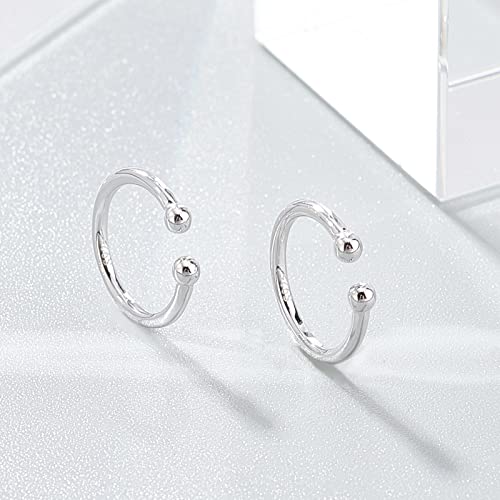 PH PandaHall 1 Pair 925 Sterling Silver Ear Cuff 18 Gauge Clip On Ear Cuff 1/2 inch Small Round Hoop Earrings Adjustable Cartilage Earrings Plain Wrap Earring for No Piercing Ears Women2
