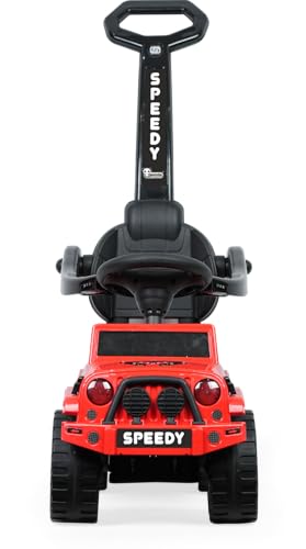 Image of Joyride Speedy Plus 4x4 Large Size Ride on Jeep with LED Headlight | Music |Seat Storage| Safety guardrail |Parental Handle | Big Wheels for Kids 1 to 4 Years (RED)