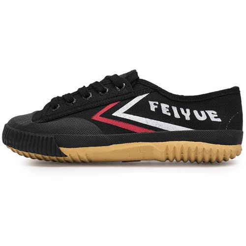 Tiujkgy Zapatos de Entrenamiento de Artes Marciales para Adolescentes, para Hombres y Mujeres, Zapatos de Kung Fu Tai Chi con Suela de Goma, Zapatillas de Lona Antideslizantes de Moda,Negro,33 EU