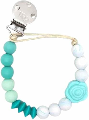 T&C Muncher Pacifier Clip - Ocean/AQUA MARINE