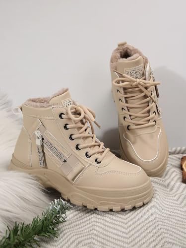 Women's Chunky White Sneakers – Korean Style Winter Boots with Waterproof Artificial Leather and Fleece Lining4