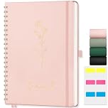 AUTEMPO A4 Notebook, Notepad Leather Hardcover Wirebound Spiral Notebooks 110 Pages for Writing, 100gsm Thick Lined Paper, for Women Men Work Office School,21.5 x 27.9cm, Rose Gold