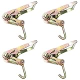 WorldPac (Pack of 4) 2-inch Ratchet with Finger J Hook Tie Down - Long Handle Ratchet