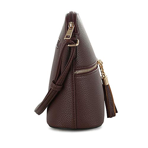 Image of SG SUGU Lunar Lightweight Medium Dome Crossbody Bag Shoulder Bag with Tassel | Zipper Pocket | Adjustable Strap