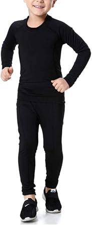 Sanke Youth Boys Compression Shirt and Leggings Set Kids Athletic Baselayer | 215GSM polyester & elastane. Moisture-wicking & 4-way stretch & quick-dry kids set,for football, baseball & multi-season use.