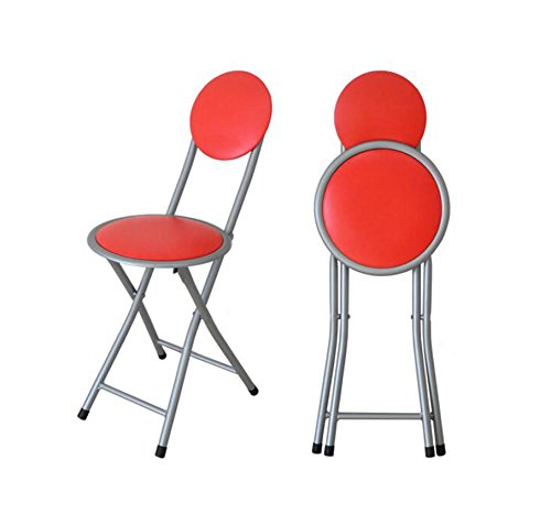 ZHDWM Folding Chair Stool/Portable Modern Minimalist Home/Dining Chair/Chair/Black/Red / 30 * 35 * 73.5cm Folding chair (Color : Red)