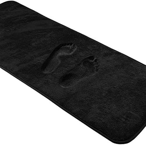 YOUTHLOTUS Black Memory Foam Bathroom Runner Rug Long Narrow Bath Mat Non Slip Soft Absorbent Washable Plush Microfiber Bathrug，16" x 47"