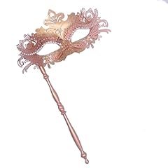 Masquerade Mask With Stick Rose Gold