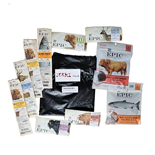 Ultimate Epic Jerky Stash Gift Set - Epic Variety Pack - Epic Strips, Bars and Bites - Beef Salmon Boar Turkey Bison Jerky