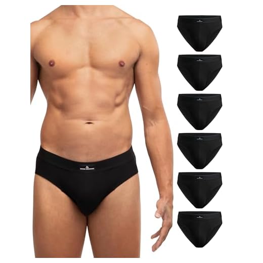 DANISH ENDURANCE 6 Pack Calzoncillos Slip de Algodón Hombre, Cintura Cómoda, Sin Etiquetas, 6 x Negro, Large
