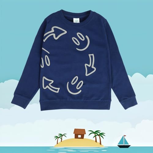 Image of miniklub Boys Round Neck Long Sleeve Knitted Cotton Sweat Shirt (Blue Color)