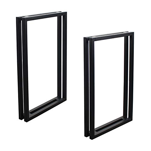 Super Deal Product MBQQ 2 Pcs Furniture Legs Rustic Decory Double Square Shape Table Legs,Heavy Duty Metal Desk Legs,Dining Table Legs,Industrial Modern, DIY Iron Bench Legs(H28”xW17.7”)