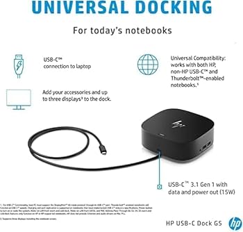 3台セット】HP USB-C ドック G5（電源ケーブル1本のみ） 3台セット】