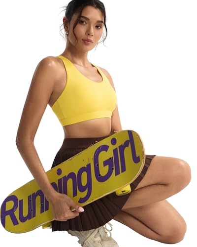 Image of RUNNING GIRL Sports Bras for Women,Padded Strappy Sports Bras Criss-Cross Back Medium Support Sports Bras with Removable Cups