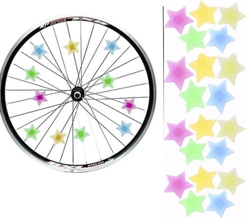 Lohill 36 Stück Reflektierende Sterne für Fahrrad Speichen - Kunststoff Rad Perlen Speichen Clicker Dekor für Mädchen und Kinder
