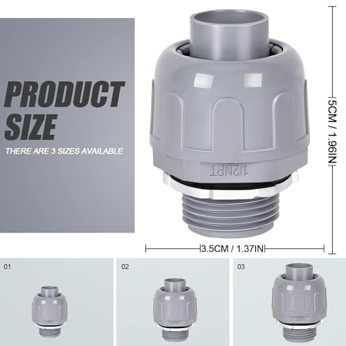 Conector de conducto estanco al agua y polvo de 1/2 pulgada de PVC 3
