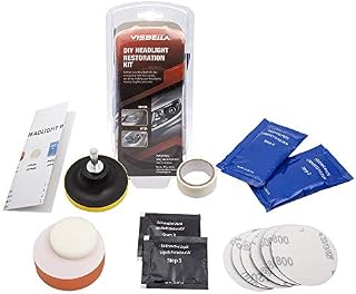 Mookis Headlight Restoration Kit, Heavy Duty Drill Based with UV Block Coat,Sand, Refine