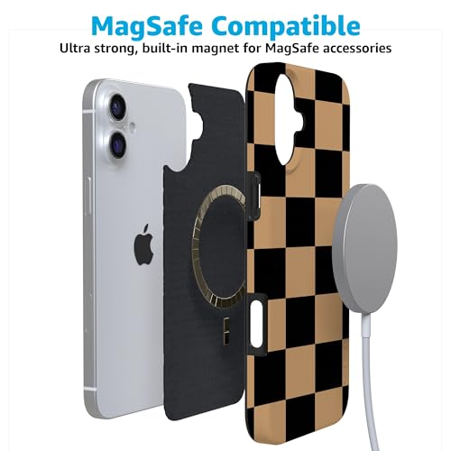 Casely iPhone 16 Case | Fit Check | Black & Brown Checkerboard | Compatible with MagSafe | Classic Ultra Slim Design by Casely - Used condition - Image 4