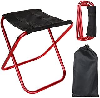 MIVIDE 2Pcs Red Portable Folding Stool with 2xStorage Bags,Camping Stool, Aluminium Seat Outdoor Collapsible Camp Stool with Oxford Small Stool Lightweight Camping Accessories for Picnic, BBQ, Hiking