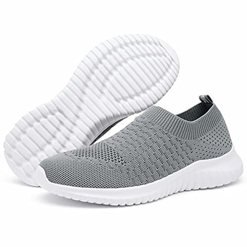 Konhill Men's Athletic Walking Shoes - Lightweight Casual Knit Slip On Sneakers 9 Us Dark Grey,Label 42 #TOP4
