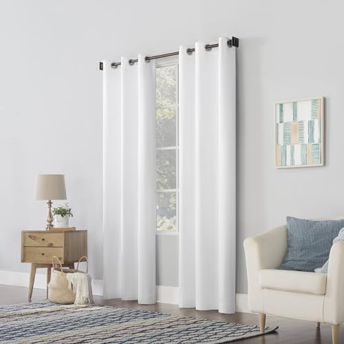 No. 918 Lindstrom Textured Draft Shield Fleece Insulated Energy Efficient Grommet Curtain Panel, 40\" x 84\", White