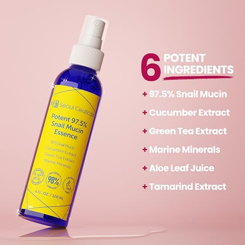 Seoulceuticals SC-SME-V Korean Face Mist 97.5% Snail Mucin Essence - K Beauty Skincare Facial Spray - Cucumber Extract + Marine Minerals + Green Tea + Aloe 4Oz thumb #1