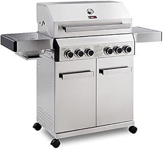 CosmoGrill Outdoor Barbecue 4+2 Platinum Stainless Steel Gas Grill BBQ (Silver)