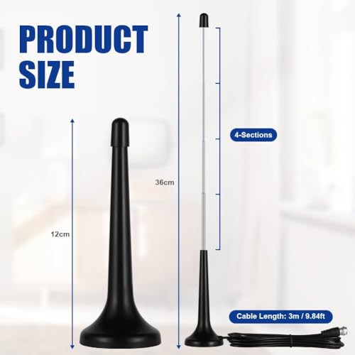 Adiwo DAB UKW Radioantenne,Antenne 3 m Verlängerungskabel 75 Ohm FM UKW Radio Antenne für Tuner Stereo-Verstärker Heimkino-System Heimkino-System HiFi-Receiver