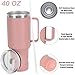 4 Pack 40 Oz Tumbler with Handle and Straw, Stainless Steel Double Wall Vacuum Insulated Cup, 40 OZ Travel Coffee Mug Bulk with Silicone Water Bottle Boot(Pink)