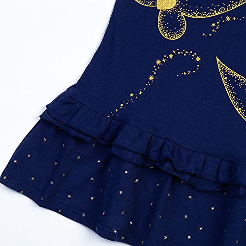 Girls Clothes Cotton Short Sleeve Casual Summer Striped Dresses For Girls Kids 2-8 Years (Butterfly Navy, 8T) #TOP6