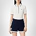 Lacoste Women's Sport Regular Fit Tennis Heat Regulating Polo Shirt, Flour/Navy Blue, 10