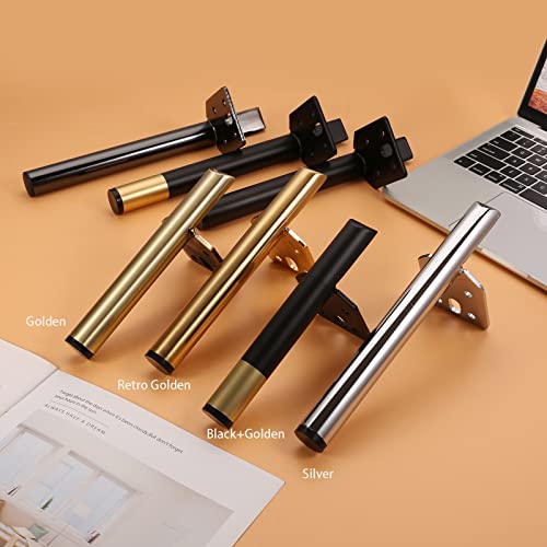 Buddycabin 4Pcs Metal Furniture Legs 5Inch Replacement Feet Couch Legs Cabinet Feet Black Retro Golden Diy Sofa Legs With Screws For Cupboard Table Hardware #TOP7
