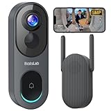 BOTSLAB 5MP Wireless Video Doorbell Camera,180° Head-to-Toe View, AI Motion Detection, VR Mode, Battery or Wired Powered, Easy Installation, Weatherproof, No Monthly Fee, 2.4GHz WiFi