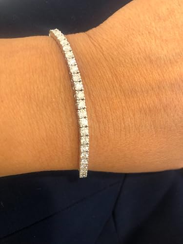 3 to 10 Carat Moissanite Tennis Bracelet for Women I 925 Sterling Silver Bracelet for Her I 7 Inches Long (G-H, VS, cttw, DEW) 4-Prong Setting2
