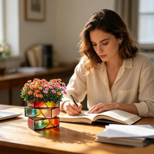 Macetas de jardinería con diseño de libros para estanterías de salón 7