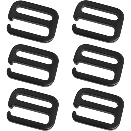 LUORNG 6PCS G-Shape Webbing Adjustment Buckle ID 25mm/1in Aluminium Metal Aerospace 6-9 Buckle For Rucksack Straps Belt Hooks Black