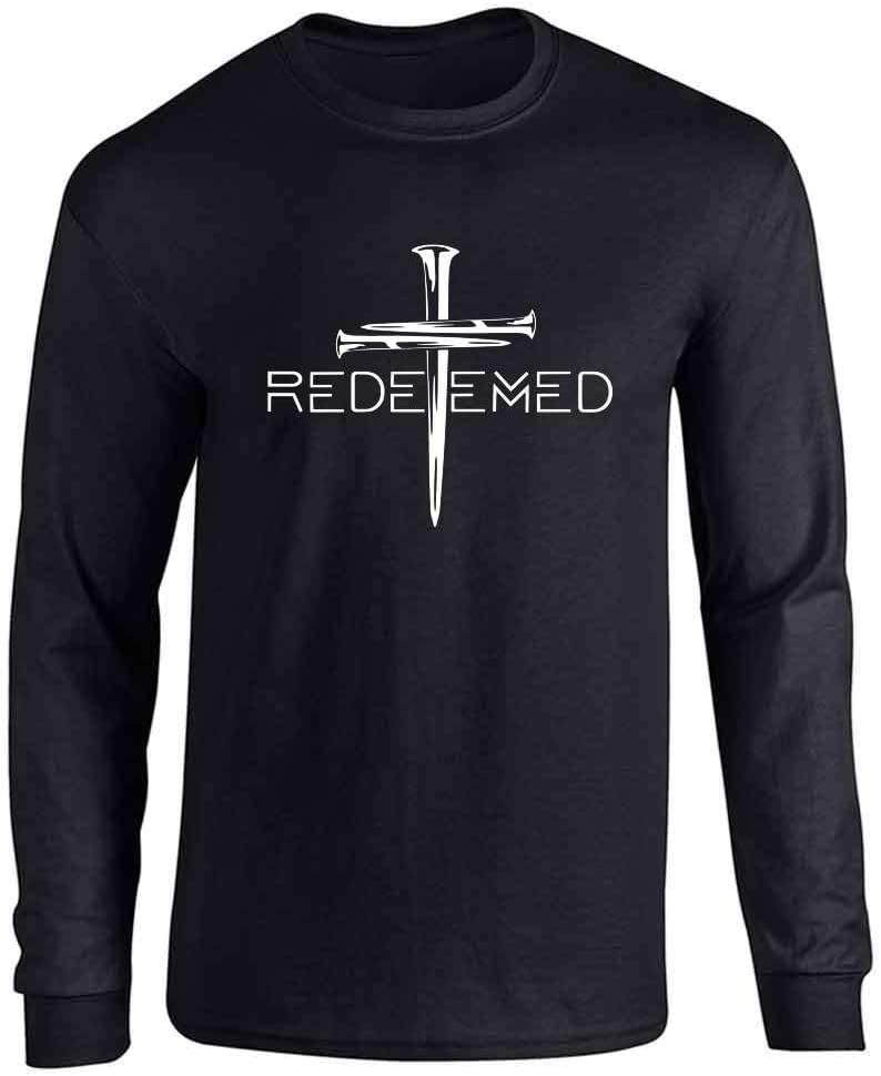 Pop Threads Redeemed Cross Nails Christian Ephesians Graphic Tee T-Shirt for Men