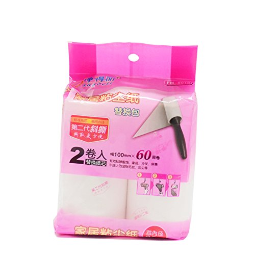 High quality Lint Roller Replacable Sticky Paper Roll Refills, 2 Rollers (60 sheets each) - 10CM