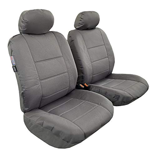 Iseatcover Waterproof Car Seat Covers Protector, Thick Canvas Heavy Duty Dog Seat Covers Cars Trucks Suvs, Waterproof & Rear Resistant Durable Universal Fit Grey Front Set #TOP16