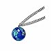 Pendant, Blue Earth Marble, Natural Earth Continents, Endless Stainless Steel Chain, 1 Inch Diameter
