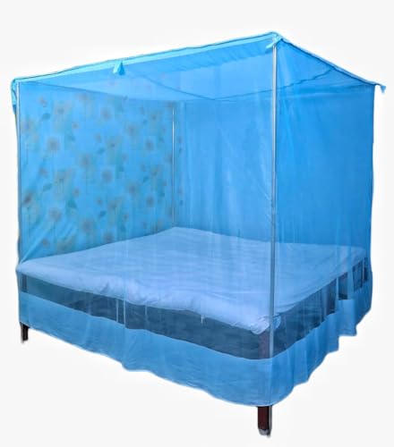 Image of Multicolor Soft Cotton Mosquito net Double Bed King Size | Pure Cotton Mosquito net (Blue, 7x8)